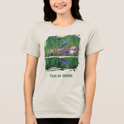 Blauwe Reiger Reflecties Dier Schilderij  Tri-Blend Shirt (Voorkant)
