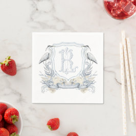 Blauwe Reiger Speciale Monogram Wapenschild Servet
