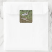 Blauwe reiger vierkante sticker (Tas)