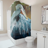 Blauwe Reiger Vogel Douchegordijn (In situ)