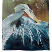 Blauwe Reiger Vogel Douchegordijn (Voorkant)