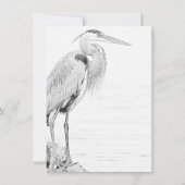 Blauwe Reiger Water Vogel Schets Plat Trouwen Bedankkaart (Achterkant)