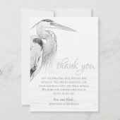 Blauwe Reiger Water Vogel Schets Plat Trouwen Bedankkaart (Voorkant)