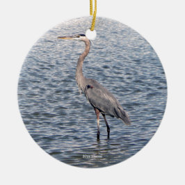 Blauwe Reiger waterornament Keramisch Ornament
