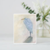 Blauwe Reiger Waterverf Briefkaart (Staand voorkant)
