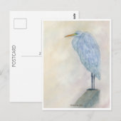 Blauwe Reiger Waterverf Briefkaart (Voorkant / Achterkant)