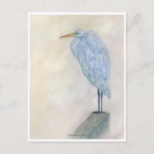 Blauwe Reiger Waterverf Briefkaart (Voorkant)