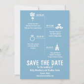 Blauwe Relatie tijdlijn Weddenschap Opslaan Datum Save The Date (Voorkant)