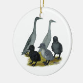 Blauwe Ren Eend Familie Keramisch Ornament (Links)