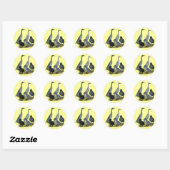 Blauwe Ren Eend Familie Ronde Sticker (Vel)