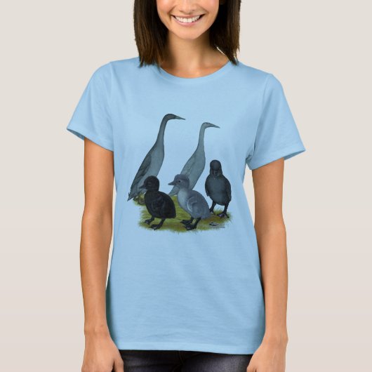 Blauwe Ren Eend Familie T-shirt (Voorkant)