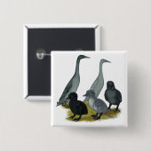 Blauwe Ren Eend Familie Vierkante Button 5,1 Cm (Voorkant /achterkant)
