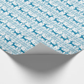 Blauwe rendierfeestdagen met kerstkleuring cadeaupapier (Hoek)