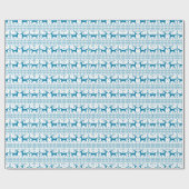 Blauwe rendierfeestdagen met kerstkleuring cadeaupapier (Vlak)