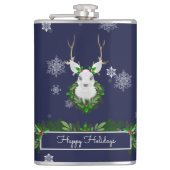 Blauwe rendierfles heupfles (Voorkant)