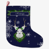 Blauwe rendierhouderij grote kerstsok (Voorkant)