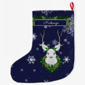 Blauwe rendierhouderij grote kerstsok (Achterkant)