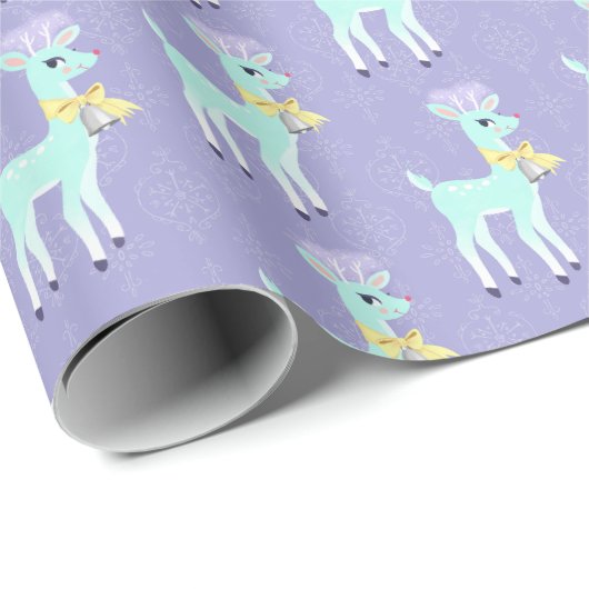 Blauwe  rendierlavendel cadeaupapier (Rol Hoek)