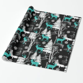 Blauwe rendiervis in het Bos-vakantiewerkdocument Cadeaupapier