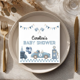 Blauwe Rennwagen Jongens Baby Shower Servetten