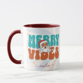 Blauwe Retro 70s Thema Merry Vibes Aangepaste naam Mok (Links)