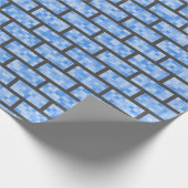 Blauwe Retro 8-bits grafische stijlblokken Cadeaupapier (Hoek)