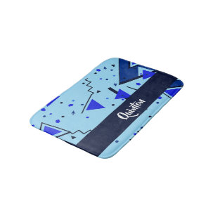 Blauwe retro afdruk badmat