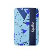 Blauwe retro afdruk badmat (Voorkant Verticaal)