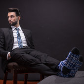 Blauwe Retro Argyle Bowling Pin Stropdas