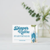 Blauwe Retro Baby on board Surf Diaper Raffle Informatiekaartje (Staand voorkant)