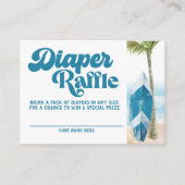 Blauwe Retro Baby on board Surf Diaper Raffle Informatiekaartje (Voorkant)