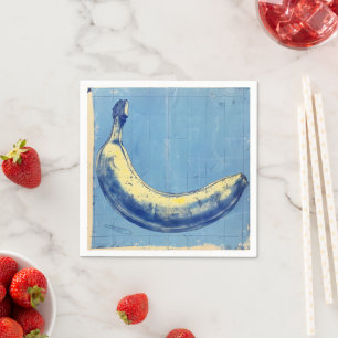Blauwe Retro Banaan Servet