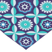 Blauwe retro bloemen lange tafelloper (Hoek)