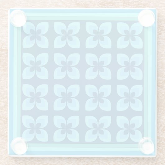 Blauwe Retro Bloemendrank Glazen Onderzetter (Achterkant)