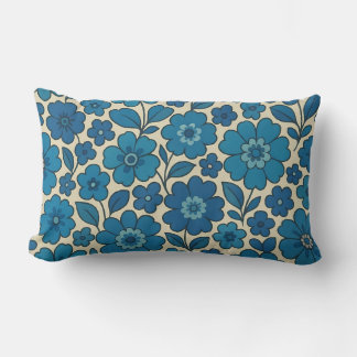 Blauwe Retro Bloemenkussen voor de Bank of Stoel Kussen