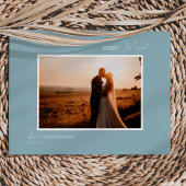 Blauwe Retro Boho Minimalist Merry Married Foto Feestdagenkaart