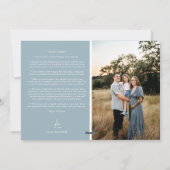 Blauwe Retro Boho Minimalistische foto en brief Feestdagenkaart (Achterkant)