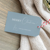 Blauwe Retro Boho Minimalistische Kerst Cadeaulabel