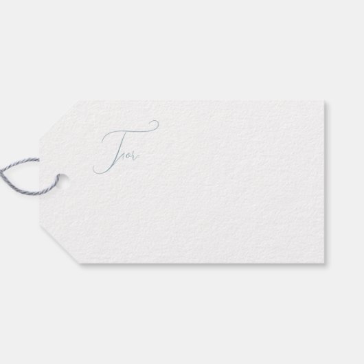 Blauwe Retro Boho Minimalistische Kerst Cadeaulabel (Achterkant Horizontaal)