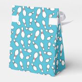 Blauwe retro Bowling Theme Party Bedankdoosjes (Achterkant)