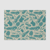 Blauwe Retro Gezellige Kerstcharme Tissuepapier (Voorkant)