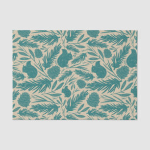 Blauwe Retro Gezellige Kerstcharme Tissuepapier