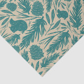 Blauwe Retro Gezellige Kerstcharme Tissuepapier (Detail)