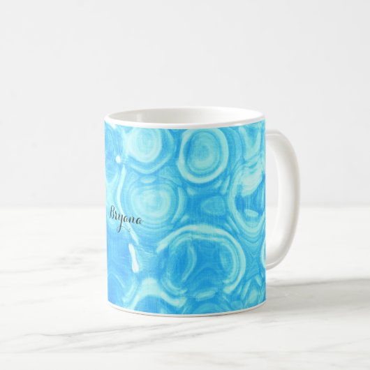 Blauwe Retro Glamour Circle Art Swirl Koffiemok (Voorkant rechts)