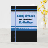 Blauwe Retro Godfather Verjaardag Kaart (Gele Bloem)