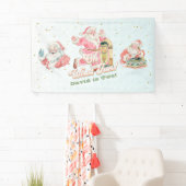 Blauwe Retro Groovy Kerstman-Boy Verjaardag Spandoek (Insitu)