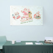 Blauwe Retro Groovy Kerstman-Boy Verjaardag Spandoek (Beurs)