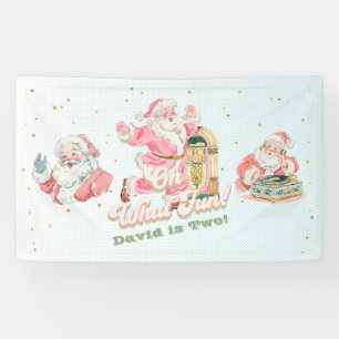 Blauwe Retro Groovy Kerstman-Boy Verjaardag Spandoek
