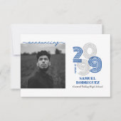 Blauwe Retro Grote Nummers Klasse van Foto Kaart (Voorkant)