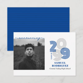 Blauwe Retro Grote Nummers Klasse van Foto Kaart